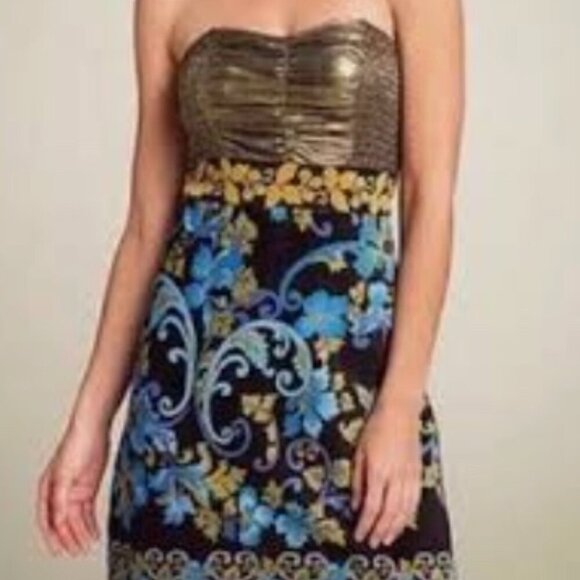 Vintage Free People Lost In Paradise Metallic Velvet Mini Dress Valentines SZ 2 - Picture 2 of 16